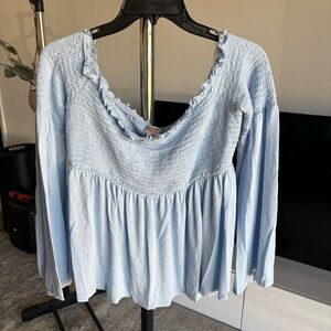 Women's Mossimo Blue Angel Off Shoulder Blouse